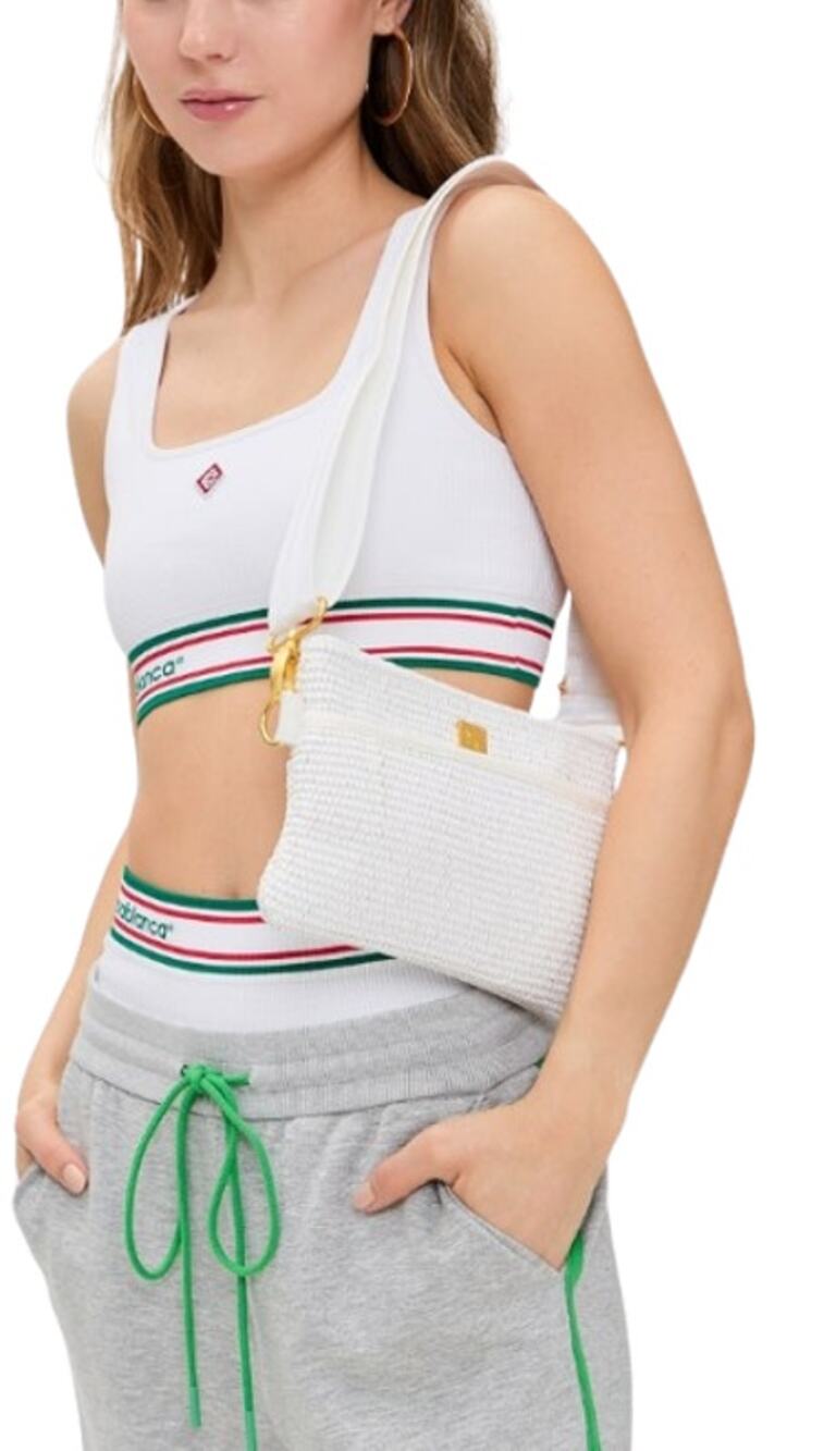 THINK ROYLN Women's Raffia Bum Bag 2.0 White /Gold Crossbody Strap NWOT